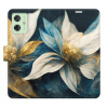 Flip pouzdro iSaprio na mobil Motorola Moto G54 5G - Gold Flowers s kapsičkami na karty (Knížkové flipové pouzdro iSaprio pro mobil Motorola Moto G54 5G - Gold Flowers - elegantní obal s kapsami, stoj