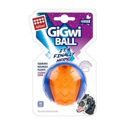 Hračka pes GiGwi Ball loptička M transparentné modro / oran