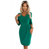 Numoco IRIS Šaty s riasením a výstrihom - zelené 255-4 Farba: Zelená, Veľkosť: S
