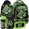 Viackomorový školský batoh Minecraft Paso čierny, Odtiene zelenej, Viacfarebný 19 l + 4 ďalšie produkty (Veľký školský batoh Paso Minecraft Pixel Set | Pre chlapca)