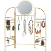 Eleganza Věšák na šperky se zrcadlem, kovový, skládací, zlatý