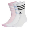 adidas 3-Stripes Cushioned Crew Socks 3-Pack Womens Wht/Blue/Blk Junior 1-6