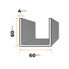 Tenkostenný profil U 60 x 60 / 4 mm