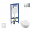 Geberit Duofix Set predstenovej inštalácie, klozetu a dosky Villeroy Boch, tlačidla Sigma20, DirectFlush, SoftClose, CeramicPlus, matný chróm/chróm SANI11CK2101