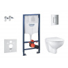 Grohe Solido - Set predstenovej inštalácie, klozetu a Slim dosky Bau Ceramic, SoftClose, tlačidlo Even, chróm SANI15BB1101