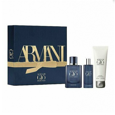 Giorgio Armani Acqua di Gio Profondo SET: Parfumovaná voda 75ml + Parfumovaná voda 15ml + Sprchový gél 75ml pre mužov