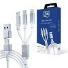 3mk nabíjecí kabel Hyper Cable 3in1 USB-A/C na USB-C/Micro USB/Lightning 1.5m, bílá 5903108541237