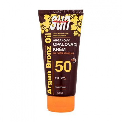 Vivaco Sun Argan Bronz Oil Tanning Cream SPF50 voděodolný opalovací krém 100 ml
