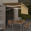 VidaXL Ručne rolovateľná markíza s LED závesom, 4x3 m, žlto-biela