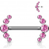 Titánová činka do bradavky s 5 kamienkami a vnútorným závitom Barbarah Farba: ružová