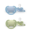 Silikónový cumlík Soft, 0-6m, Deň a noc, modrý, zelený