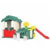 mamido Detský záhradný domček 5v1 so šmykľavkou a zelenou strechou