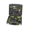 vŕtací skrutkovač aku, BRUSHLESS, 12V Li-ion s náradím, súprava 46ks