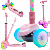 Trojkolesová balančná kolobežka skladacia, nastaviteľná, dúhové kolesá, LED, 7 farieb