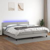 vidaXL Posteľ boxsping s matracom a LED bledosivá 200x200 cm látka - Sivá - 19884-161440