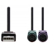NEDIS USB 2.0 kabel 2v1/ zástrčka USB-A/ 2x zásuvka PS/2/ 480 Mbps/ poniklovaný/ kulatý/ PVC/ černý/ blistr/ 30 cm CCGB60830BK03