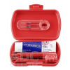 CURAPROX Kids travel set červený (1x zubná kefka, 2x medzizubná kefka CPS, 1x zubná pasta melón 6+ 10 ml, 1x nálepka) 1x1 set