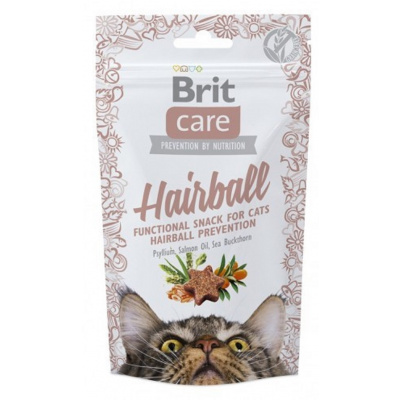 Brit Care Cat Snack Hairball Kacgna maškrtu polomäkké doplnkové krmivo 50 g