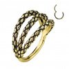 Oceľový krúžok s otváraním Snake skin triple Farba: zlatá, Veľkosť: 1,2 mm, Délka / Průměr: 8 mm