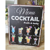 Ostatní Čierna antik nástenná kovová ceduľa Menu Coctail - 20*25cm - Ostatní