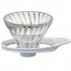 Hario Dripper V60-01 skleněný (VDGR-01-W), čirá/bílá (Skleněný dripper Hario VDGR-01-W, na 4 šálky)