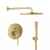 Súprava horná sprcha so sprchovacím ramenom Grohe Rainshower 26558GL0, vaňová/sprchová batéria Grohe Essence 24058GL1, 26658GL0, 27400GL0, 28362GL1