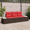 Set pohovek s polštářem 3 pcs Hnědá polyratan 3346924