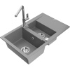Mexen Gaspar granitový drez 1,5-komorový s odkvapom a kuchynskou batériou Flora, sivý - 6507-71-670401-00