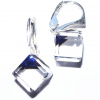 Strieborné náušnice kocky Swarovski elements 8 mm modré BERMUDE BLUE