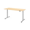 Výškovo nastaviteľný písací stôl, elektrický, pamäťový spínač, T-noha, 1800 x 800 mm, javor/striebor