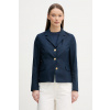 Tommy Hilfiger jednoradové sako dámske s prímesou ľanu WW0WW49335 tmavomodrá 34
