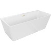 Mexen Volta samostatne stojaca vaňa pri stene 150 x 75 cm, biela, prepad zlatý kefovaný - 51131507500-55