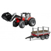 Bruder Traktor Massey Ferguson 7480 s čelným nakladačom a prepravníkom klád