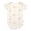 Body kr. rukáv, bavlna, zapínanie pri krku, Baby Nellys Králičkovia, krémové 74 (6-9m)