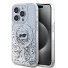 Karl Lagerfeld Liquid Glitter Choupette Head MagSafe zadný kryt pre iPhone 15 Pro Max Transparent