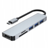 ROZBOČOVAČ USB HUB USB-C 6v1 3xUSB HDMI SD TYP-C ADAPTÉR PREPÍNAČ