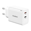 Choetech PD6013, GaN, 2x USB-C, sieťová nabíjačka PD65W (biela) PD6013-white