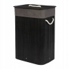 KOŠ NA BIELIZEŇ BAMBUSOVÝ PLETENÝ ČIERNY 80L DO KÚPEĽNE 42 X 32 X 60 CM