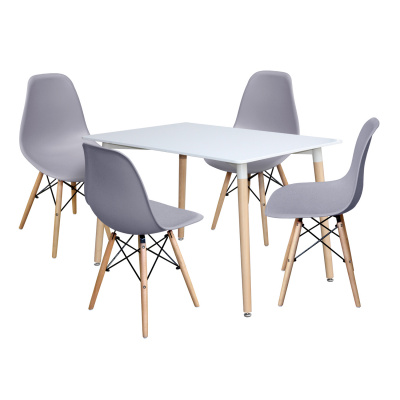 idea Jedálenský stôl 120x80 UNO biely + 4 stoličky UNO sivé