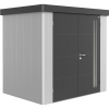 Biohort Plechový domček Neo1B 1.3 dvojkrídľové dvere strieborná 236 x 180 cm