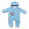 Baby Nellys Chlpáčkový overálek s kapucňou, Cute Bunny - modrý, veľ. 62