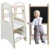 Učiaca veža Kuchynský pomocník / Stolička pre dieťa 2v1 Tabuľa Pevný Biely PL