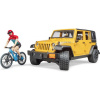 Bruder 2543 Jeep Wrangler Rubicon s horským bicyklom a cyklistom 1:16