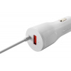 Canyon C-033, univerzálna autonabíjačka, 1x USB, výstup 5V/2,4A, Smart IC, integrovaný kábel Lightning, biela CNE-CCA033W-US