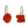 Zlaté náušnice 585 anglické červené ruže (Zlaté náušnice 585 anglické červené ruže)