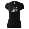 Eat sleep play - šach - Dámske Fantasy športové (dresovina) - L ( Čierna )