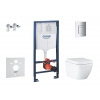 Grohe Solido - Set predstenovej inštalácie, klozetu a dosky Euro Ceramic, SoftClose, Triple Vortex, tlačidlo Even, chróm SANI15BB1105