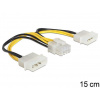 Delock napájací kábel 8 Pin EPS > 2 x 4 Pin molex, 15 cm 83410