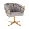 LuxuryForm DESIGN Kozmetické kreslo NORDEN VELUR na zlatom kríži - svetlo šedé