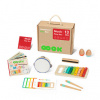 Montessori Hudobný box XXL 4v1 13 ks Xylofón Tamburína Harmonika deti 1-2 roky